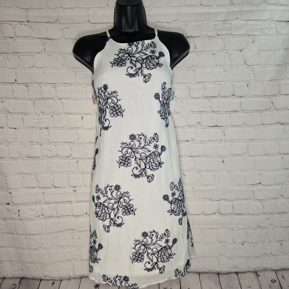 IZ BYER Y2k embroidered Guazey sundress dress Sz L CottageCore Coastal Boho